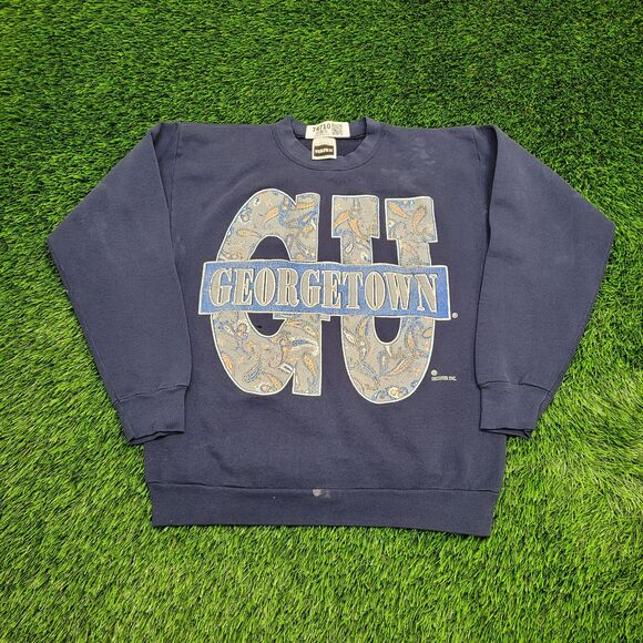 Vintage Georgetown Hoyas Sweatshirt M/L 19x23 Blue - Picture 1 of 16